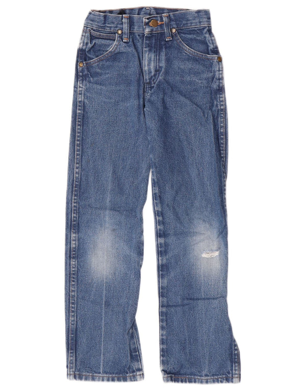 Wrangler Boys Distressed Straight Jeans 8-9 Years W22 L25 Blue Cotton