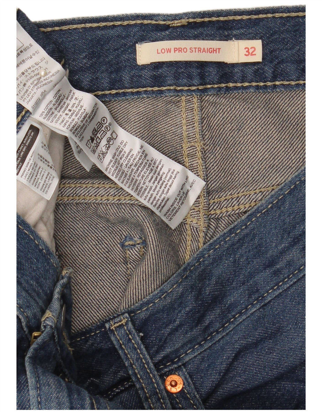 Levi's niske profesionalne ravne traperice W32 L32 plavi pamuk