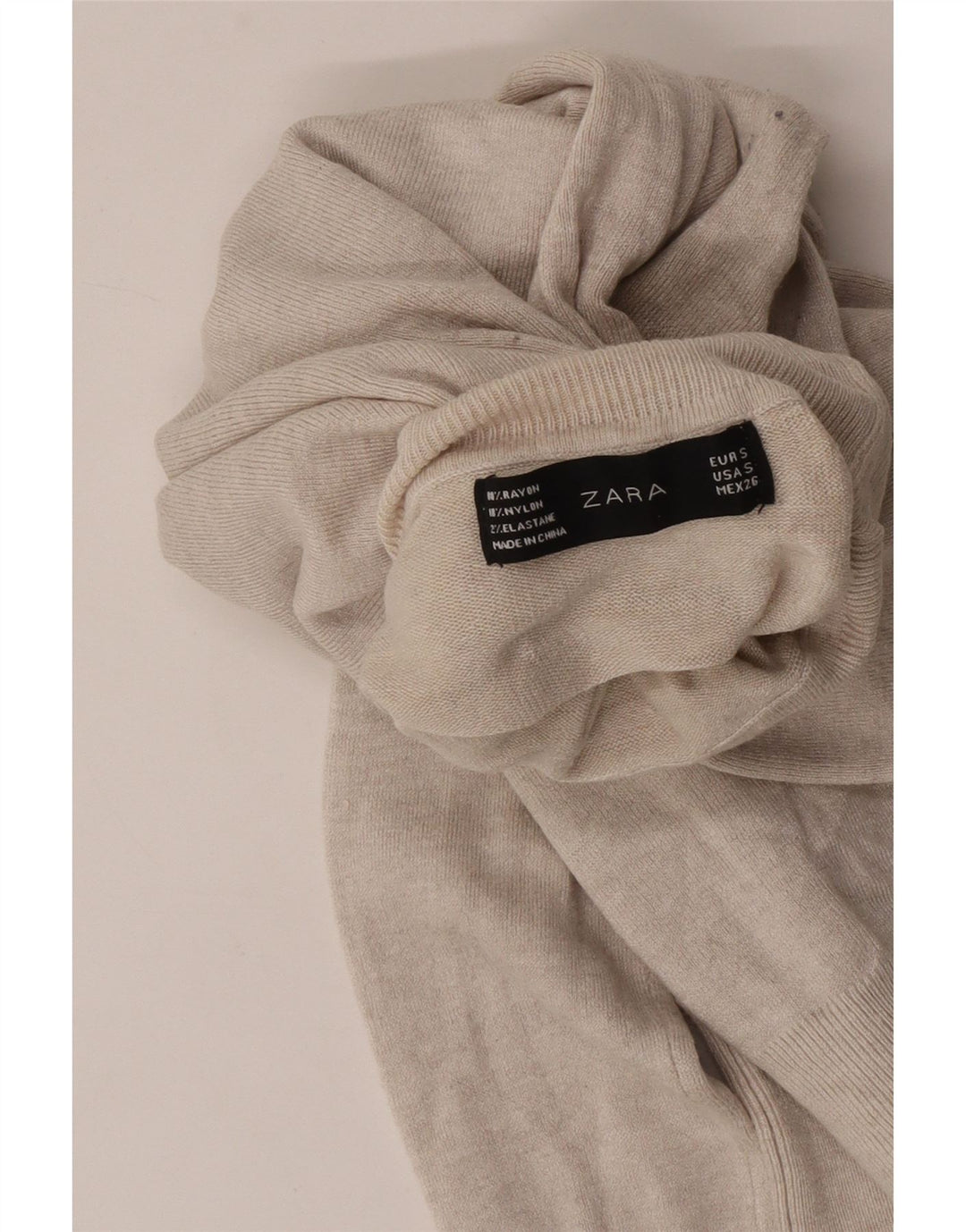 Zara ženski pulover s rol izrezom UK 10 Small Beige Rayon