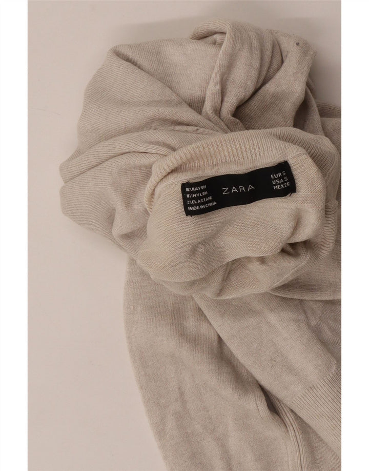 Zara ženski pulover s rol izrezom UK 10 Small Beige Rayon