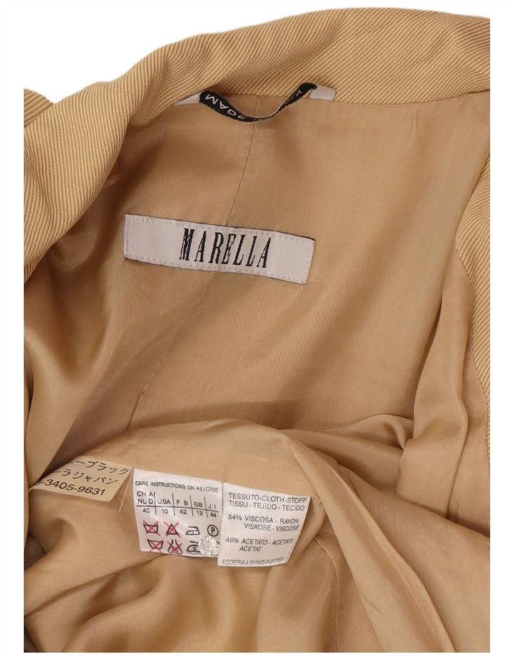Marella Ženska dugačka jakna s 3 gumba UK 12 Srednje bež viskoza