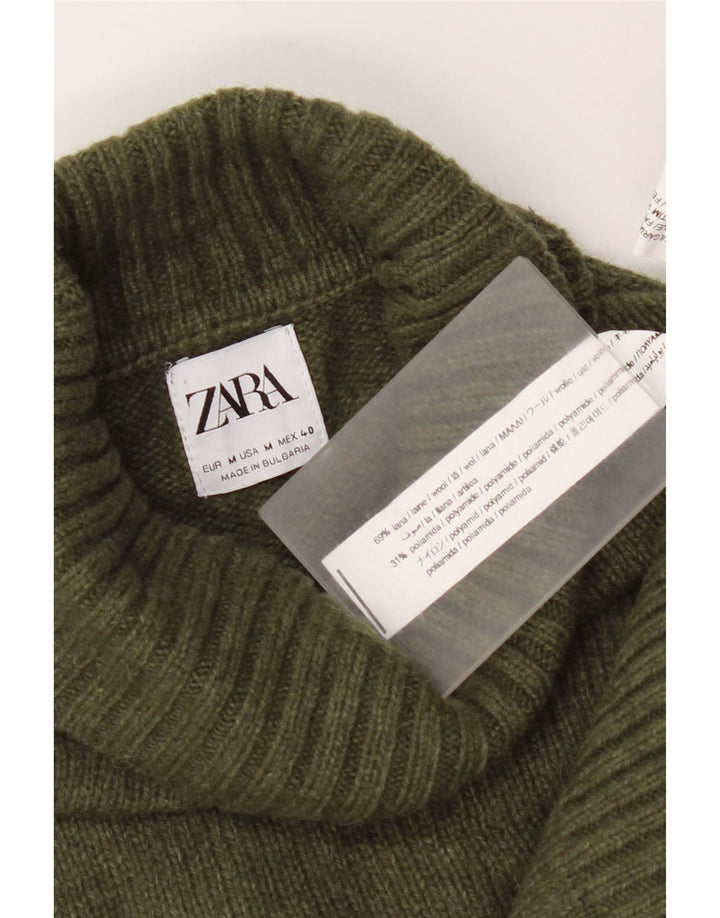 Zara muški džemper s rol izrezom srednje veličine kaki vuna