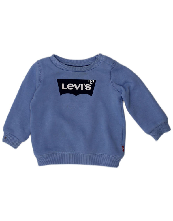 LEVI'S Baby Girls Graphic Sweatshirt Jumper 6-9 Months Blue Cotton