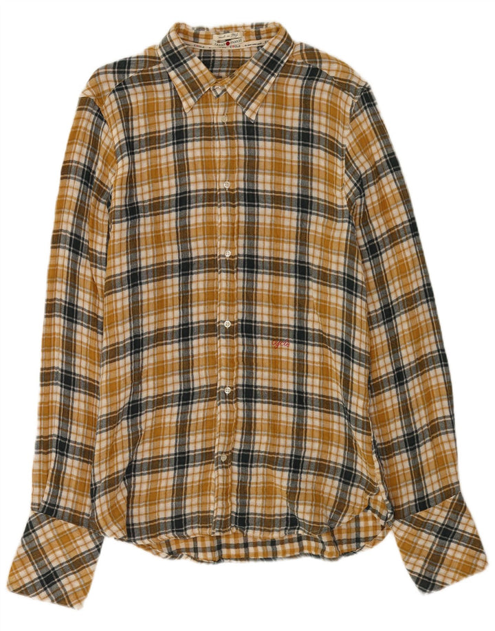 Biciklistička muška karirana flanelska košulja XL, pamuk u žutom karu