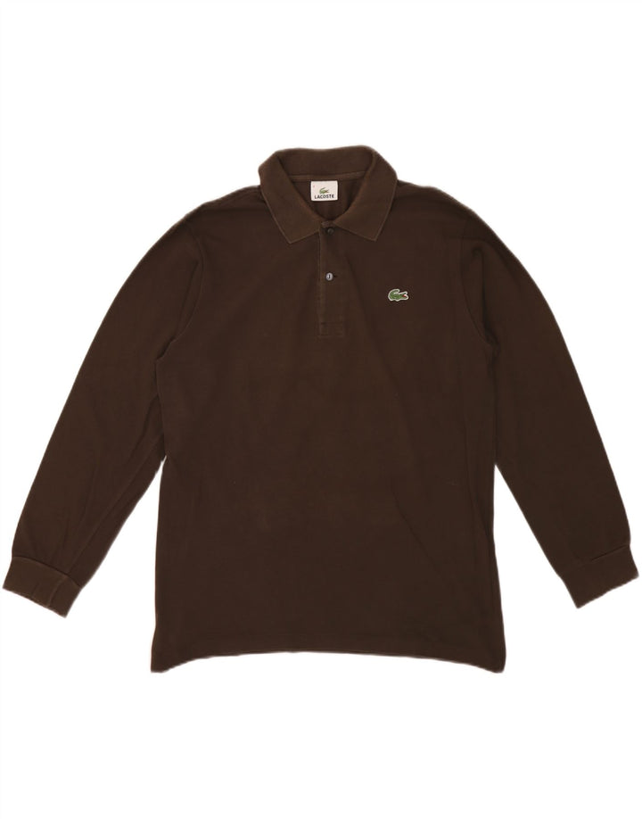 Lacoste muška polo majica dugih rukava, veličina 4, srednje smeđi pamuk