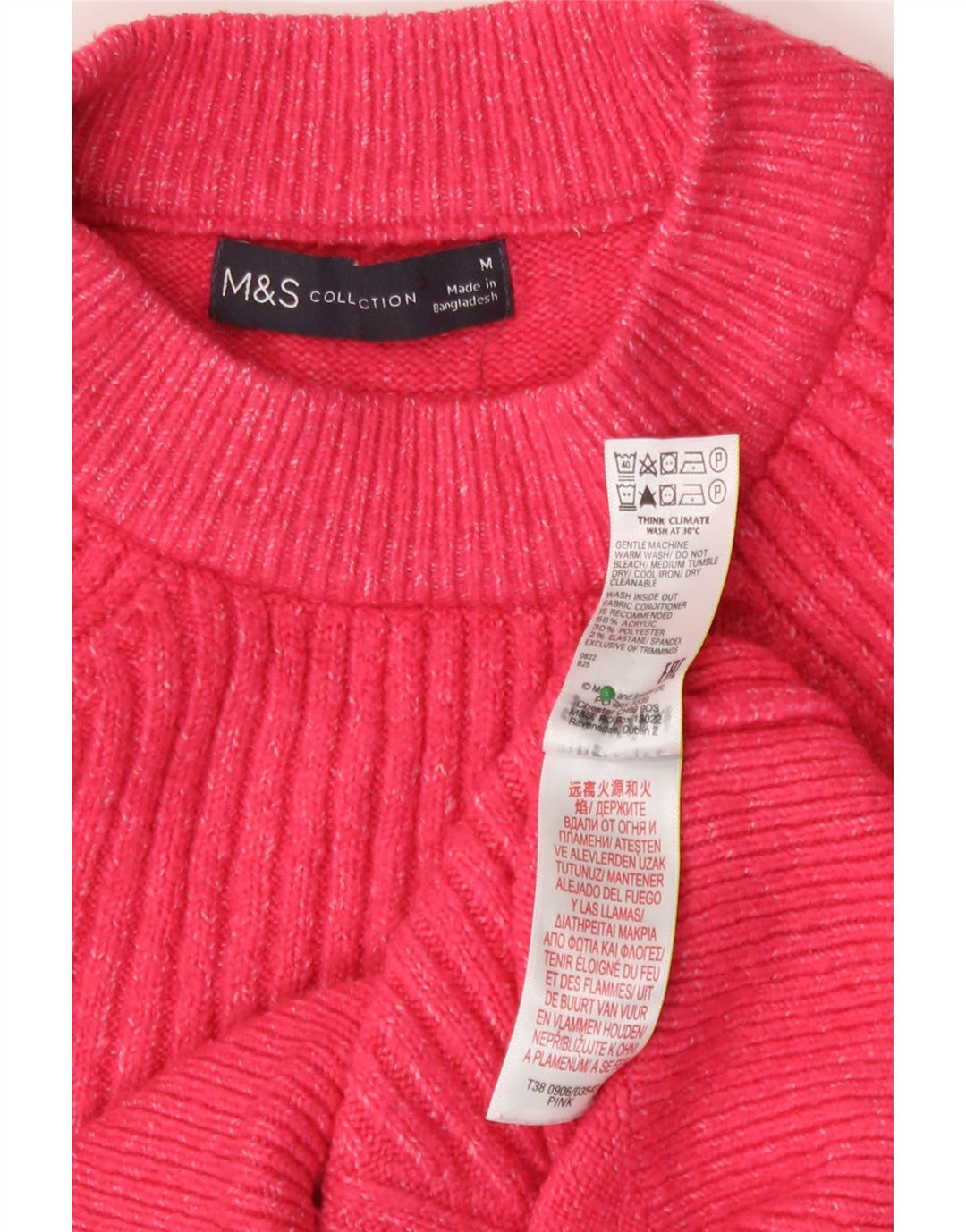 Marks & Spencer ženski pulover s okruglim izrezom UK 14 srednje ružičasta