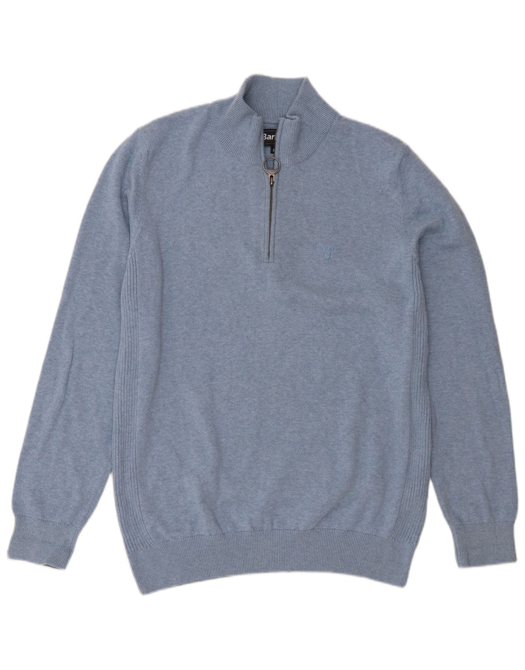 Barbour muški džemper s izrezom i srednje plavim pamukom