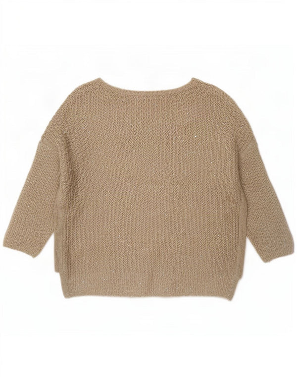 Zara ženski pulover s 3/4 rukavima velikog veznog izreza UK 10 Small Beige