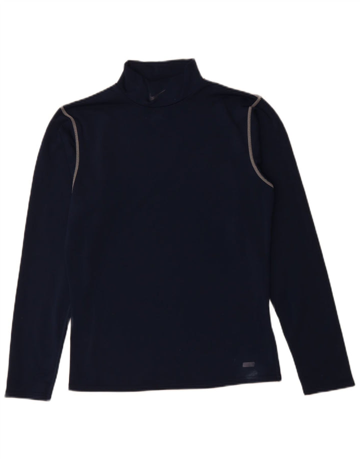 NIKE Mens Top Long Sleeve Small Navy Blue Polyester