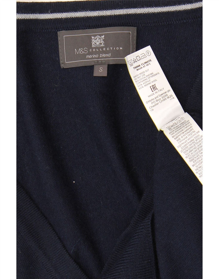 Marks & Spencer muški kardigan pulover mali tamnoplavi akril