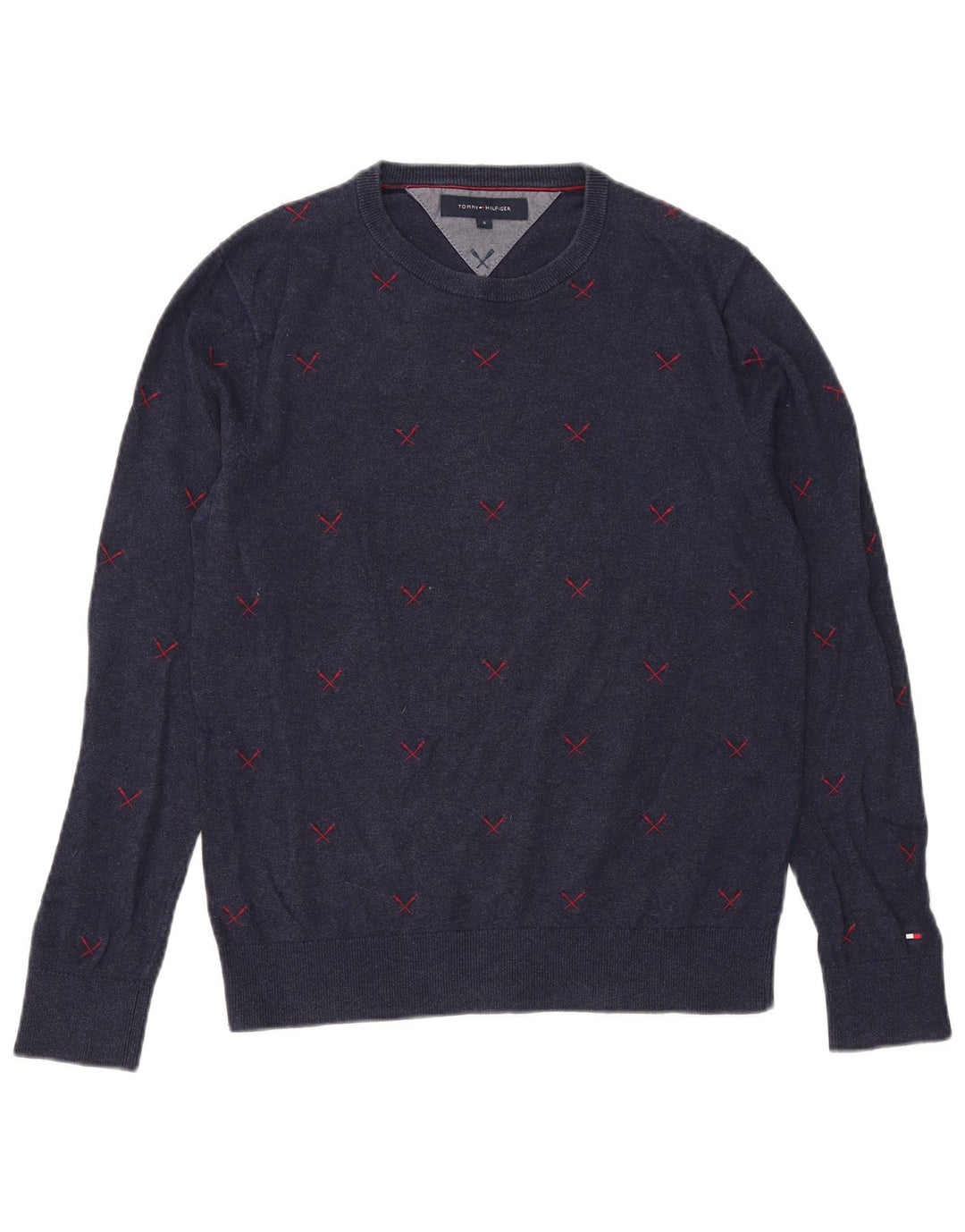 Tommy Hilfiger muški džemper s okruglim izrezom Mali tamnoplavi poliester