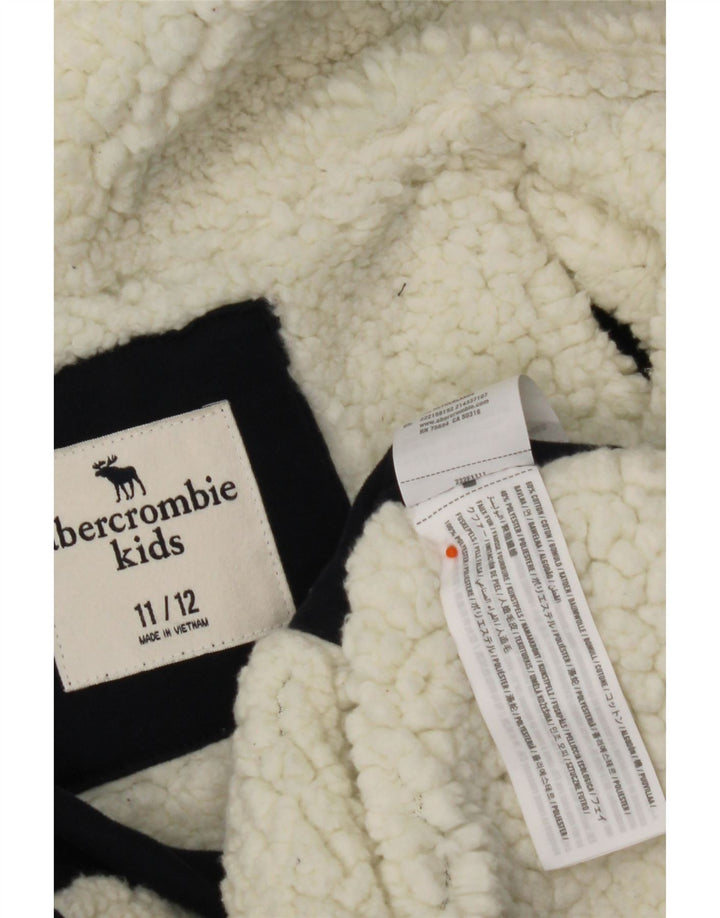 ABERCROMBIE & FITCH Džemper s kapuljačom s grafičkim patentnim zatvaračem 11-12 godina tamnoplavi