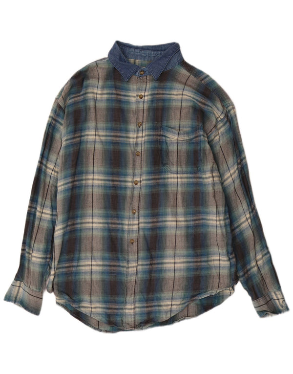 Route 66 muška flanelska košulja XL plavi karirani pamuk