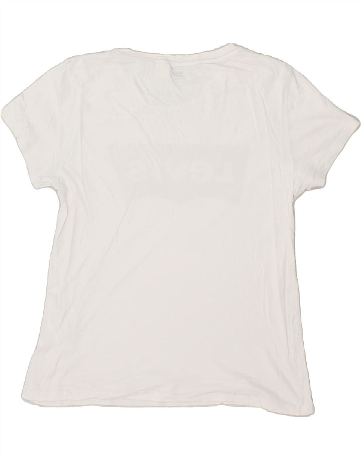 LEVI'S Womens Graphic T-Shirt Top UK 14 Medium White Vintage Levi's and Second-Hand Levi's from Messina Hembry 