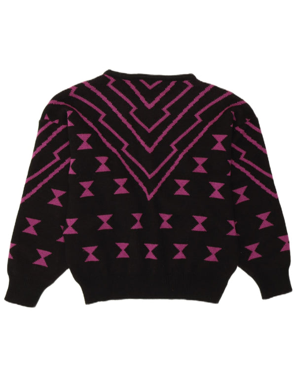 ANN CHRISTINE Ženski džemper s morskim izrezom UK 14 Srednje crni geometrijski