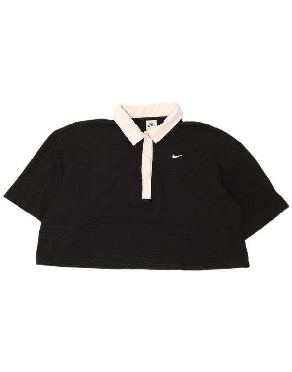Nike ženska prekomjerna polo majica UK 14 srednje crna, pamuk u boji