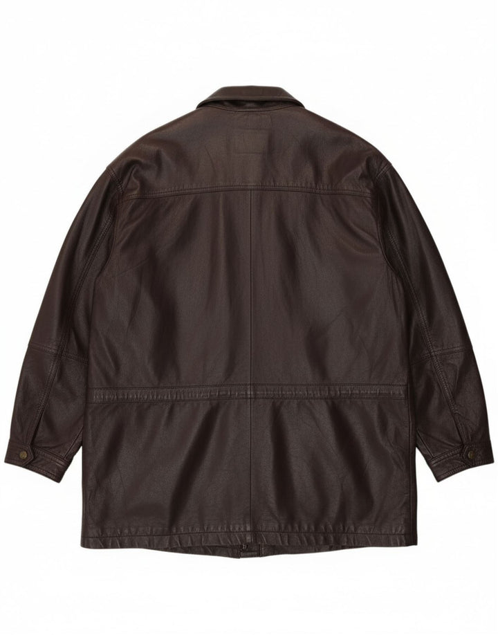 Vintage muška kožna jakna IT 58 4XL bordo koža