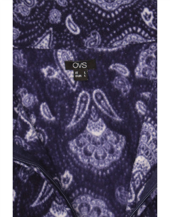 OVS Womens Fleece Jacket UK 14 Large Purple Paisley Polyester Vintage OVS and Second-Hand OVS from Messina Hembry 
