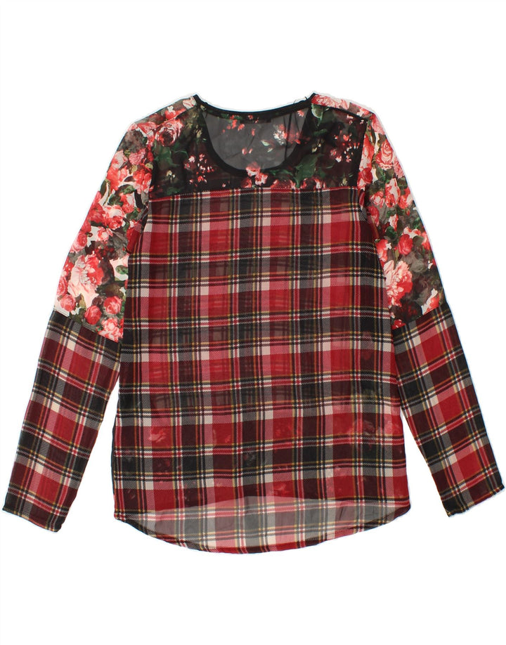ZARA Womens Long Sleeve Blouse Top UK 10 Small Red Check Vintage Zara and Second-Hand Zara from Messina Hembry 