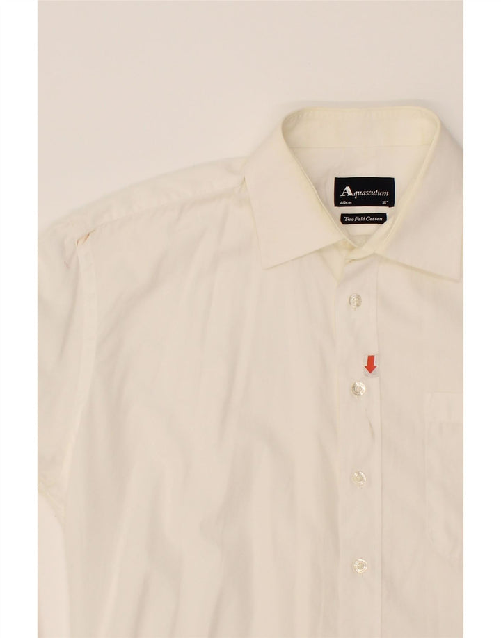AQUASCUTUM Mens Shirt Size 16 Large White Cotton Vintage Aquascutum and Second-Hand Aquascutum from Messina Hembry 