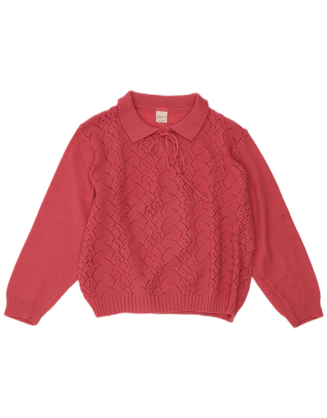 VINTAGE ženski kratki pulover s polo izrezom UK 16 Veliki ružičasti