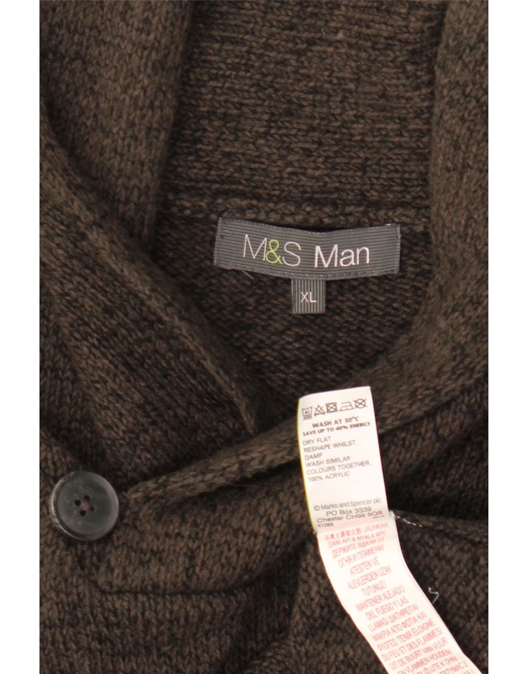 Marks & Spencer muški džemper sa šal ovratnikom XL sivi akril