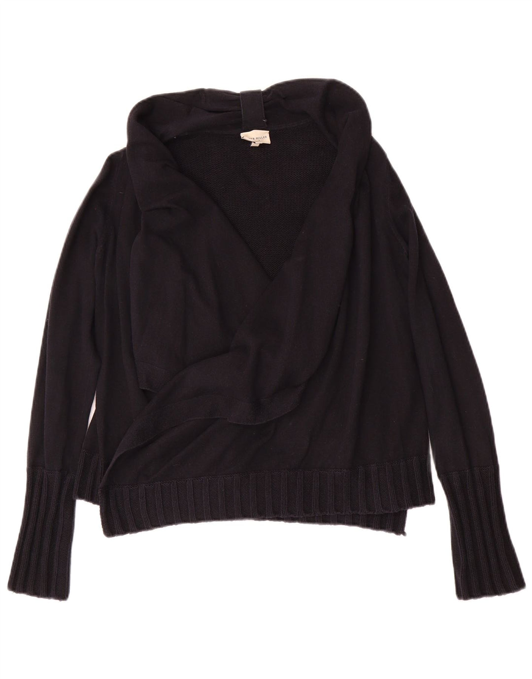 KAREN MILLEN Ženski otvoreni kardigan pulover UK 2 2XS crni pamuk