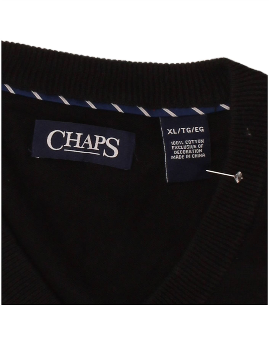 CHAPS Mens Vest Tank Top XL Black Cotton