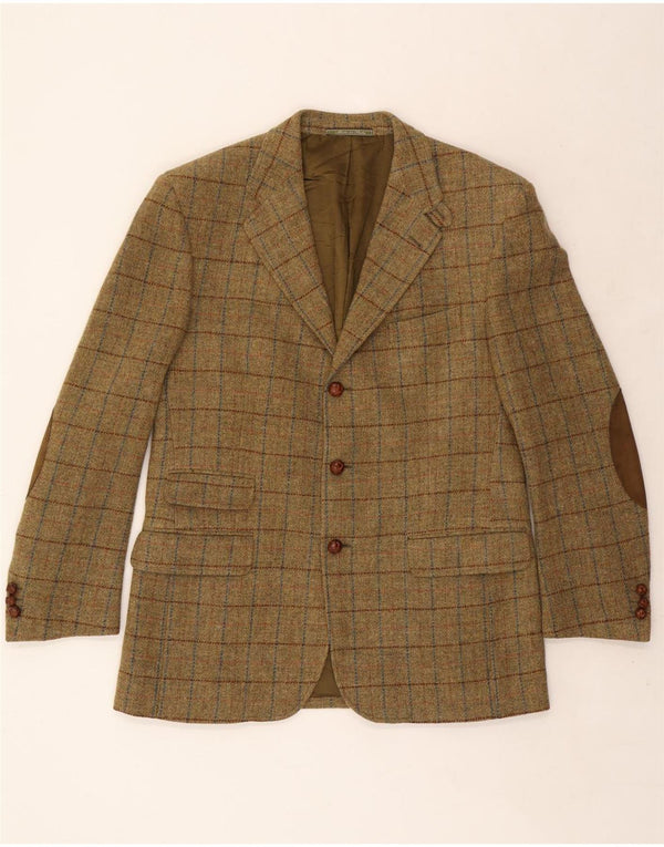 VINTAGE muška jakna sa 3 gumba IT 52 XL kaki karirana vuna