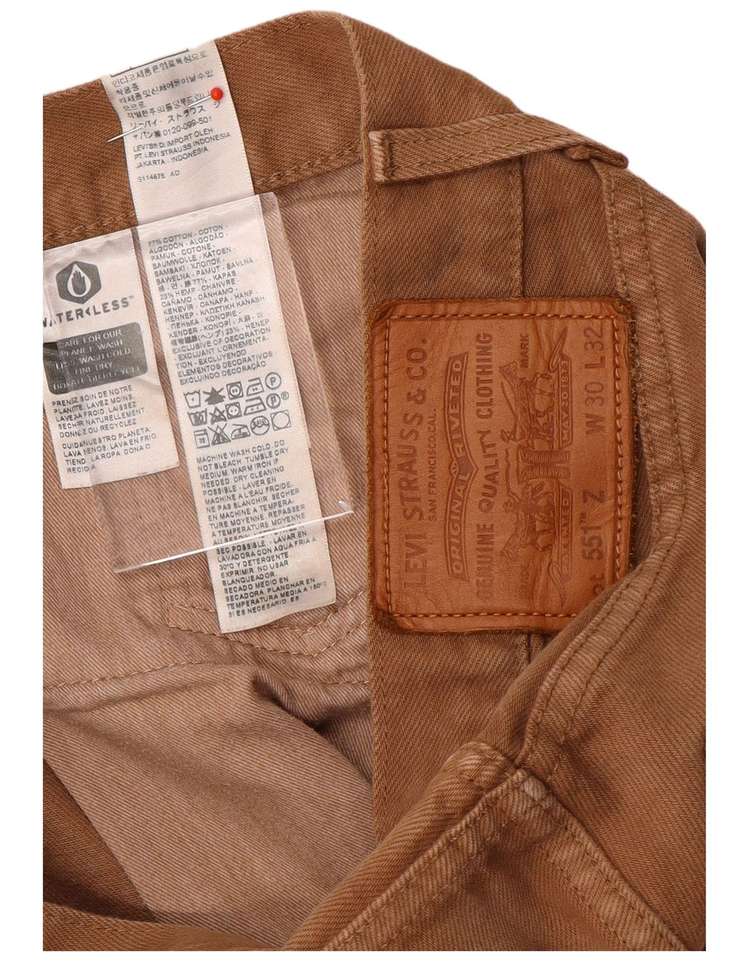 Levi's muške 551 ravne traperice W30 L32 smeđi pamuk