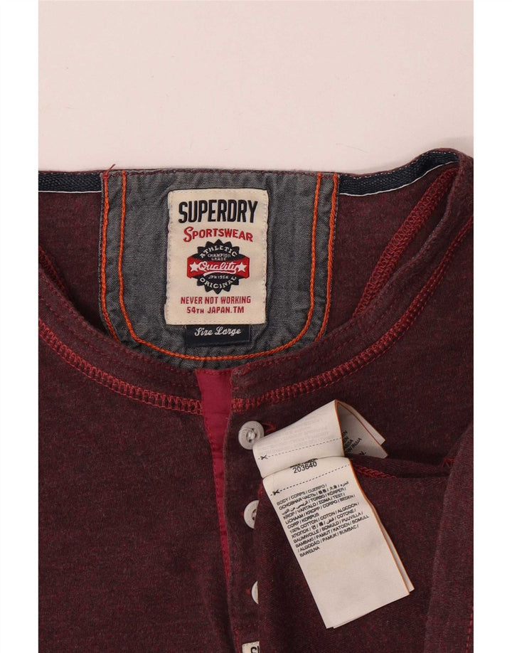 Superdry muška uska majica s dugim rukavima, veliki kestenjasti pamuk