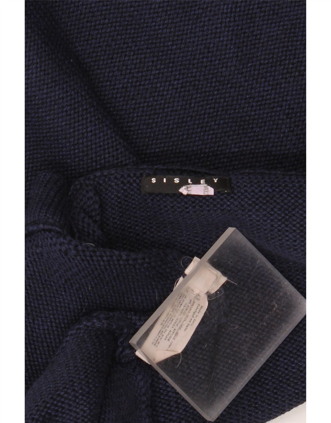 SISLEY Veliki muški džemper s V-izrezom od vunene tamnoplave boje