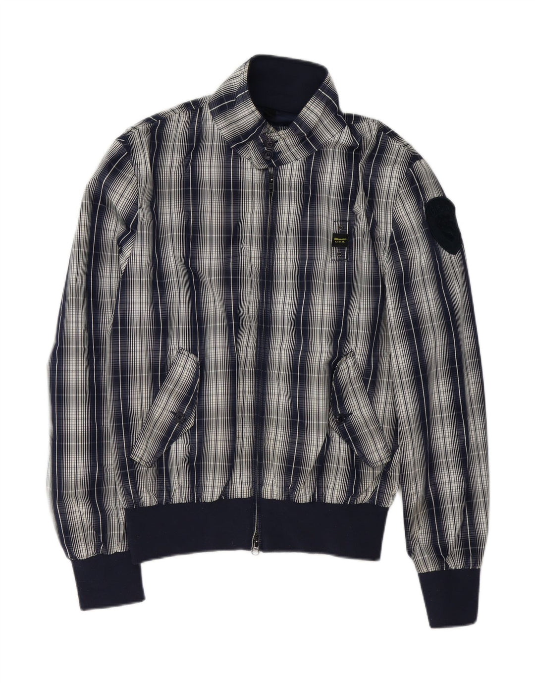 Blauer muška bomber jakna UK 42 XL tamnoplavi karirani poliester