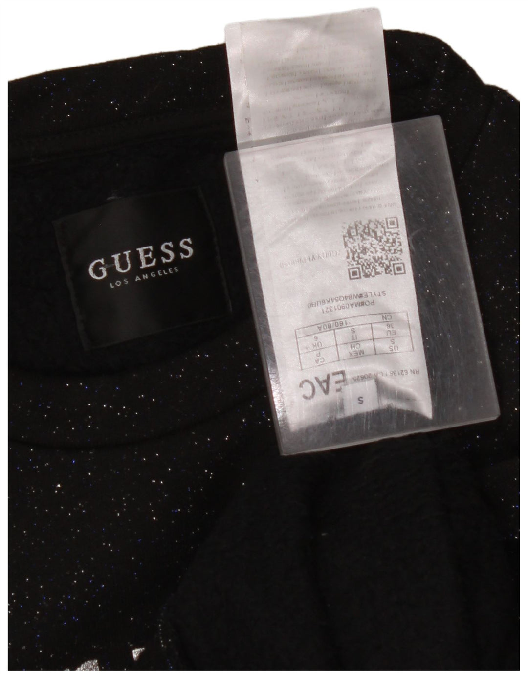 GUESS Ženska prekomjerna majica s kratkim rukavima UK 10 Small Black Flected