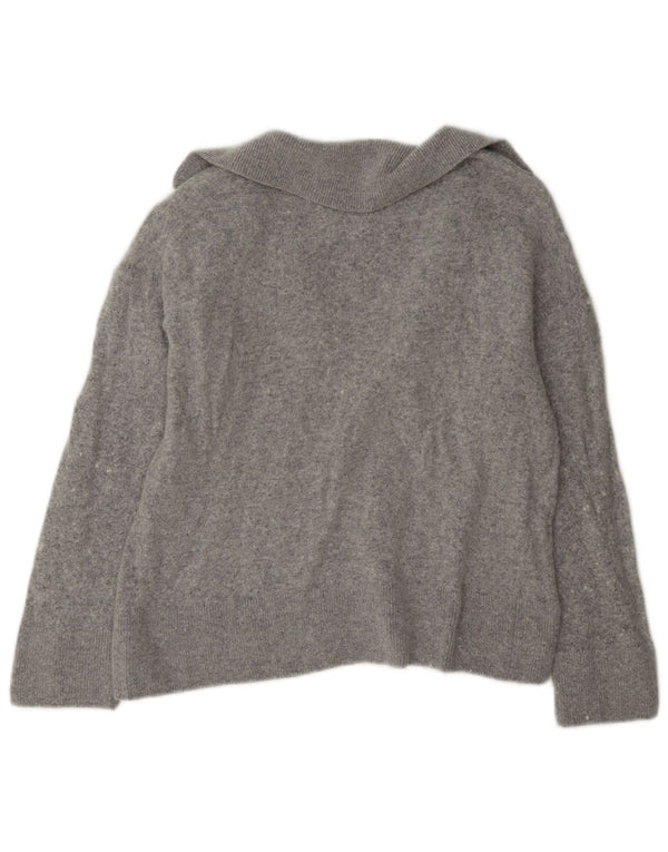 Massimo Dutti ženski kratki polo izrez pulover UK 10 Mala siva viskoza