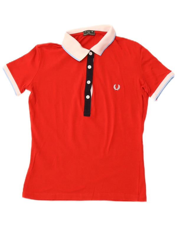 FRED PERRY Ženska polo majica za ragbi UK 12 Srednje crveni pamuk