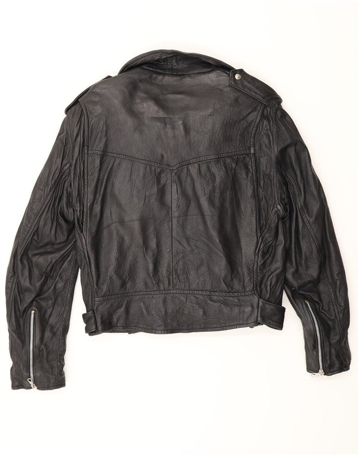 Vintage Mens Leather Biker Jacket UK 38 Medium Black