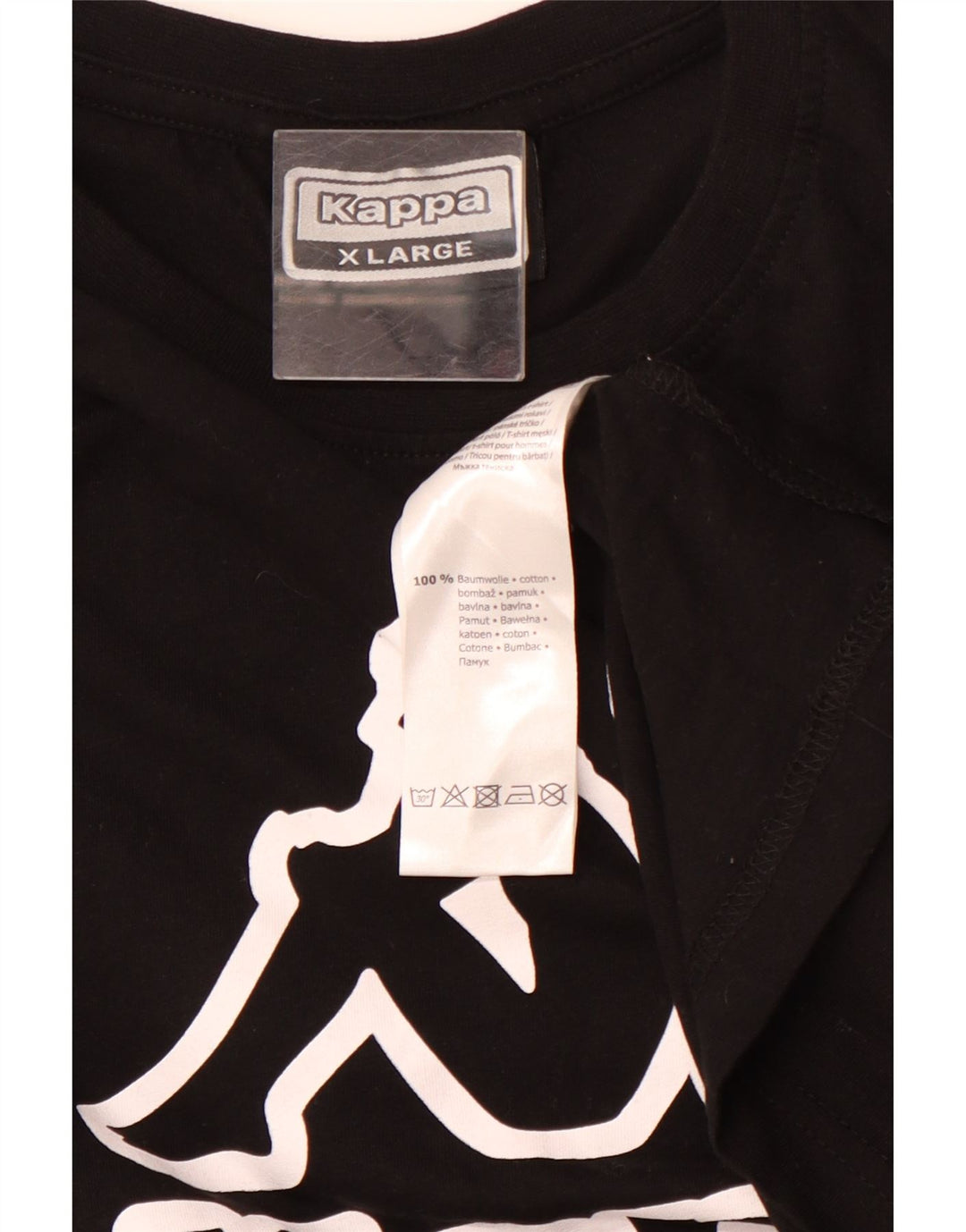 KAPPA muška majica kratkih rukava s grafičkim motivima XL crni pamuk