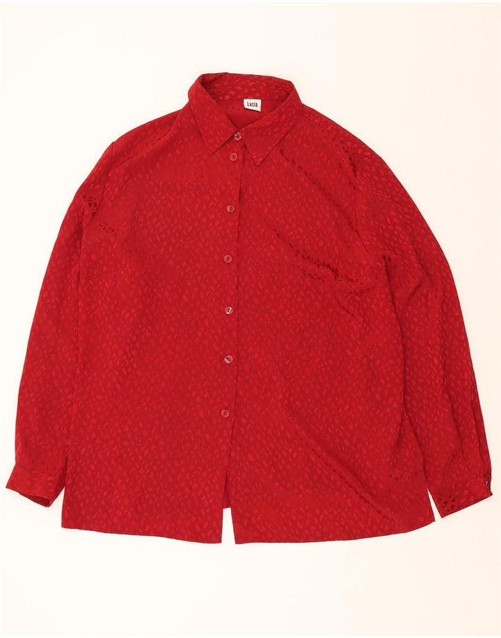 LUCIA Womens Shirt Blouse EU 48 2XL Burgundy Spotted Polyester Vintage Lucia and Second-Hand Lucia from Messina Hembry 