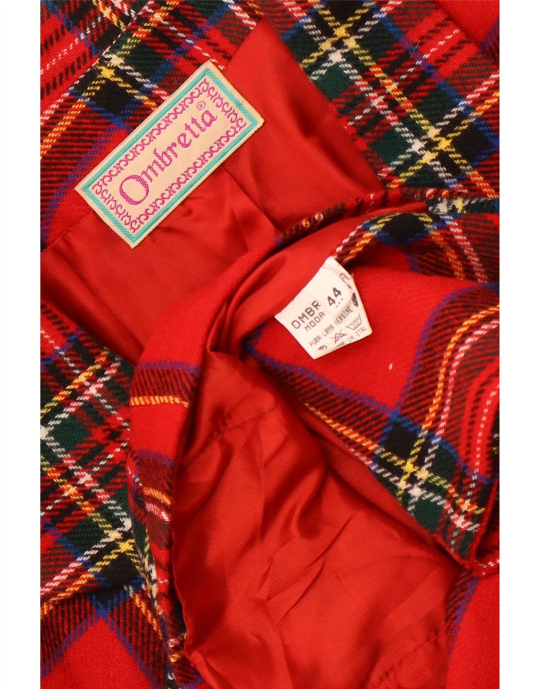 Vintage ženski sako sa 2 gumba IT 44 srednje crvene karirane vune