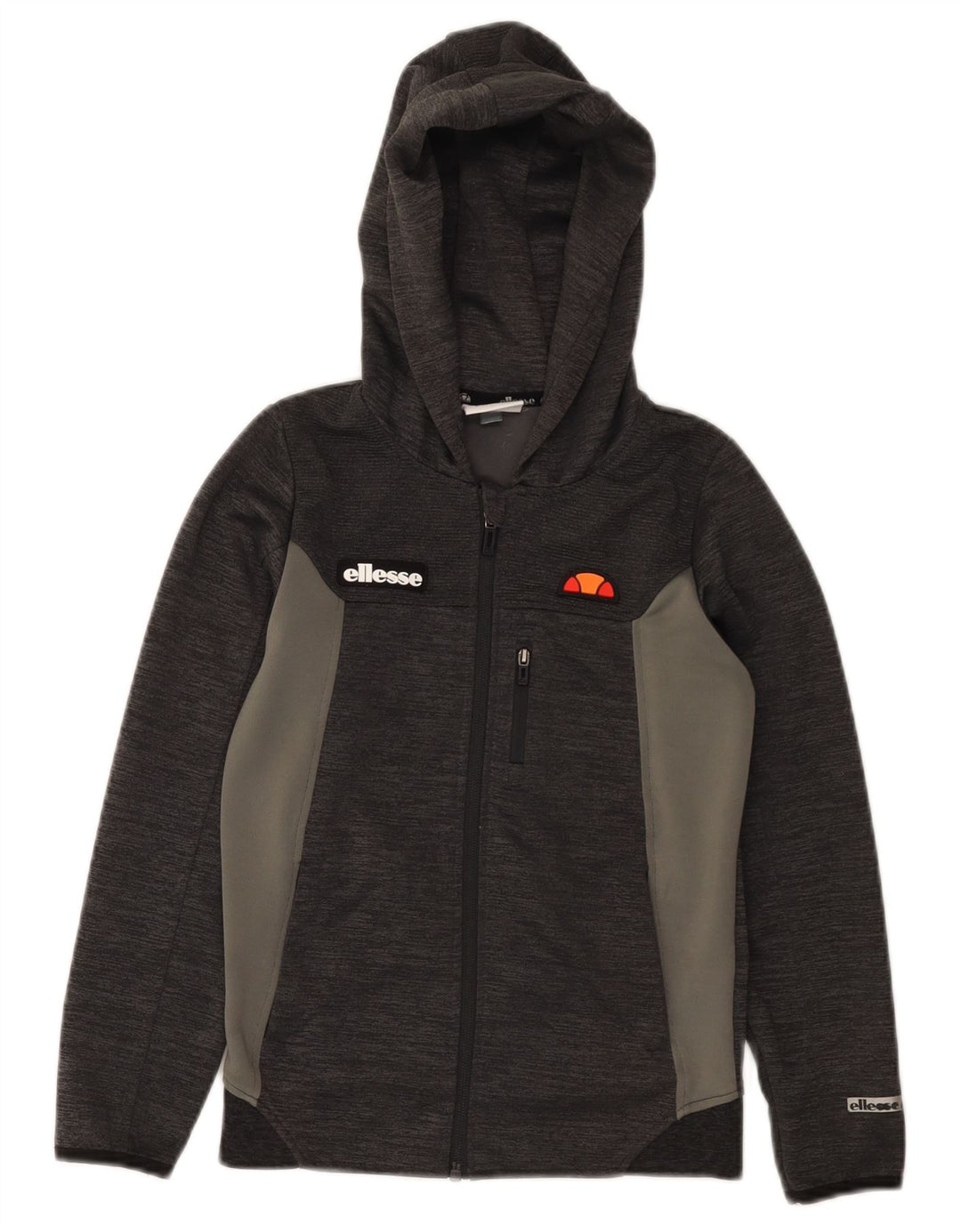 Ellesse pulover s kapuljačom s patentnim zatvaračem za dječake 9-10 godina sivi poliester u boji