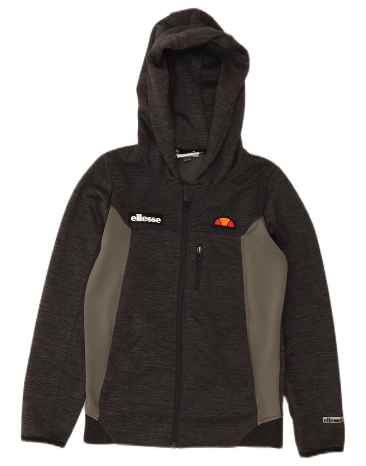 Ellesse pulover s kapuljačom s patentnim zatvaračem za dječake 9-10 godina sivi poliester u boji