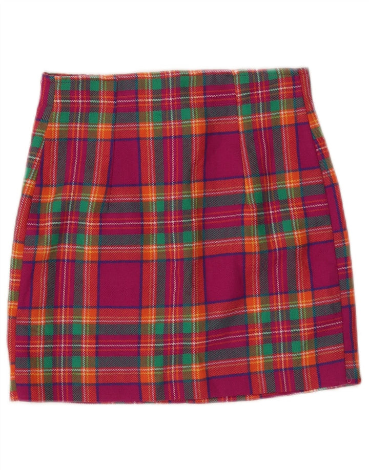 VINTAGE ženska mini suknja W24 XS ružičasta karirana