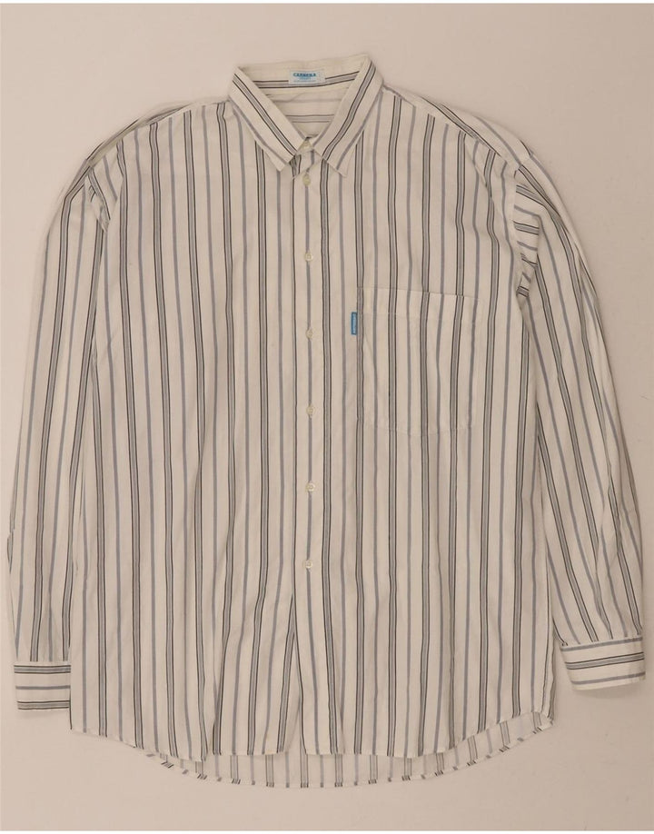 CARRERA Mens Shirt Large White Pinstripe Cotton Vintage Carrera and Second-Hand Carrera from Messina Hembry 