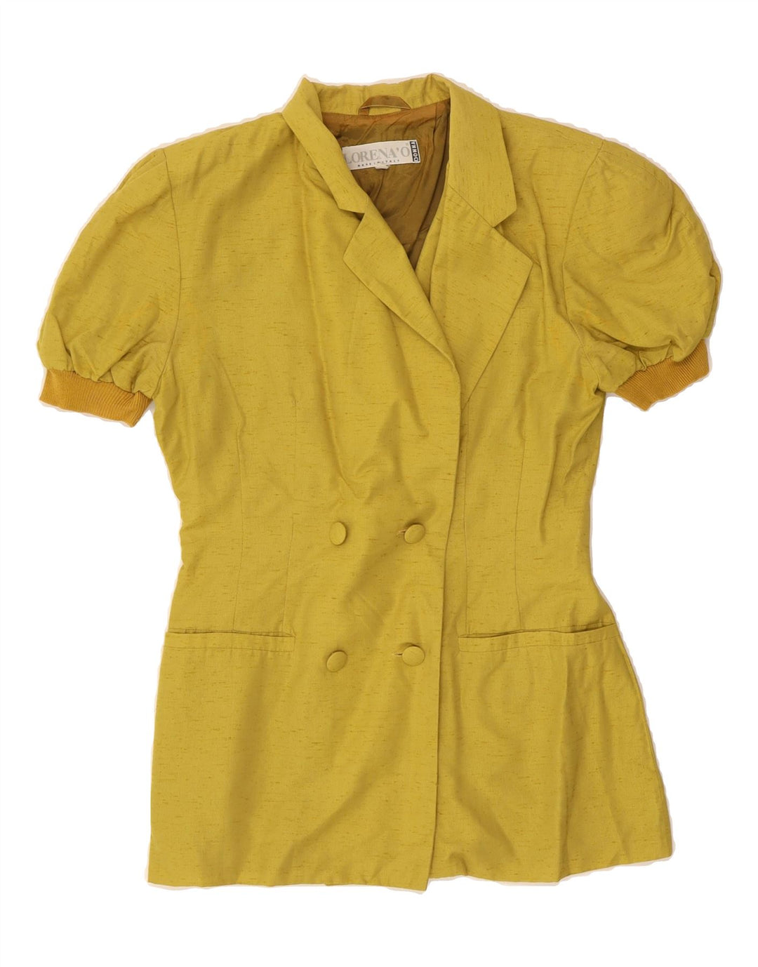 LORENA Womens Double Breasted Blazer Jacket IT 42 Medium Yellow Vintage Lorena and Second-Hand Lorena from Messina Hembry 