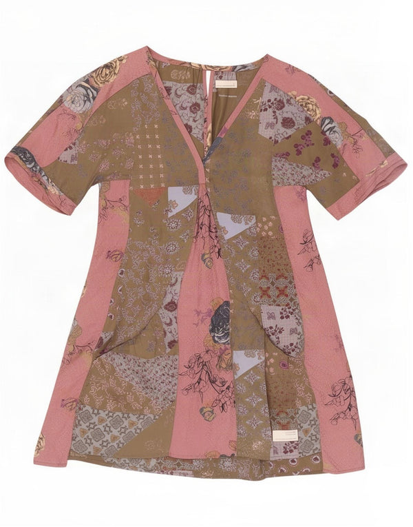 Odd Molly Womens A-Line Dress Size 3 Large Brown Silk