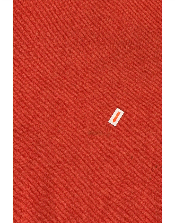 TOMMY HILFIGER Mens V-Neck Jumper Sweater Large Orange Lambswool