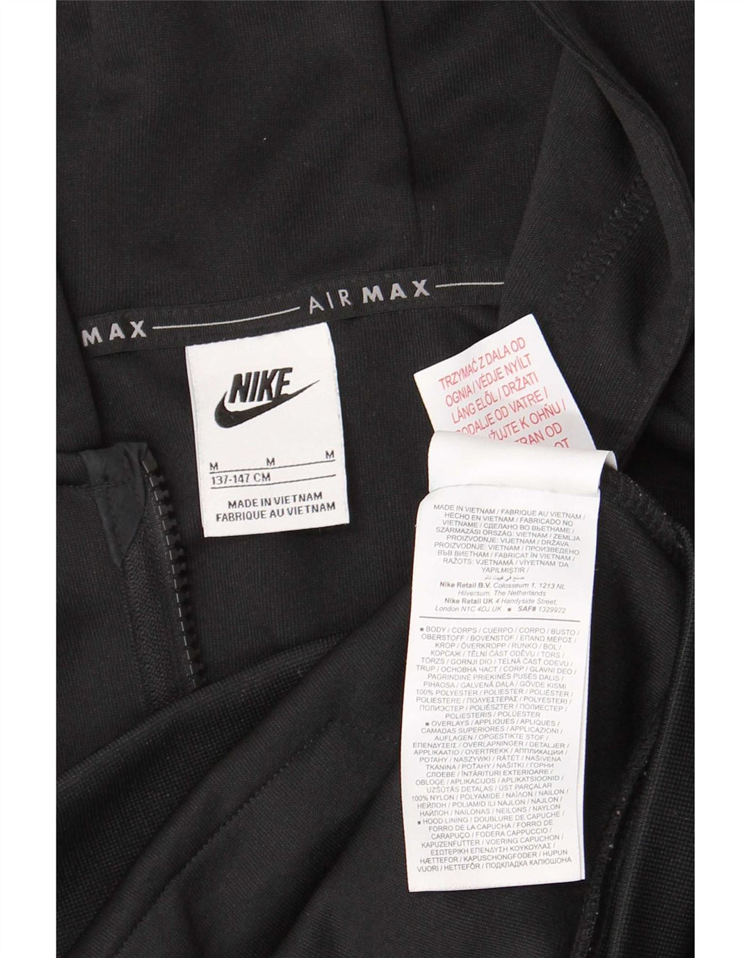 Nike Boys Zip Hoodie pulover 10-11 Years Medium Black Poliester