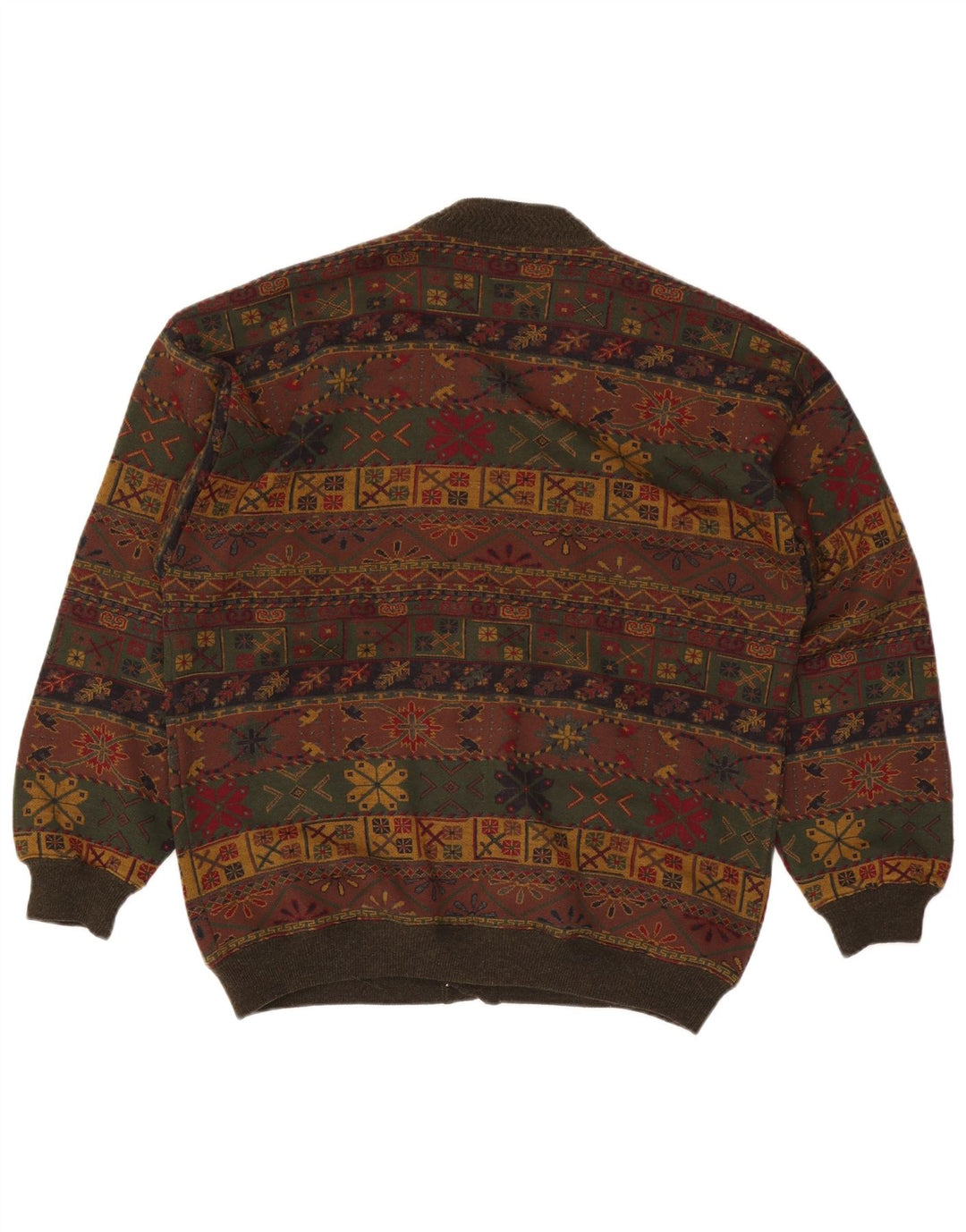 Bluster muški kardigan pulover Large kaki Fair Isle vuna