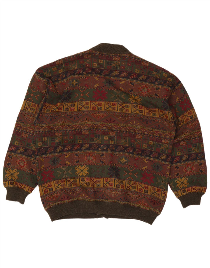 Bluster muški kardigan pulover Large kaki Fair Isle vuna